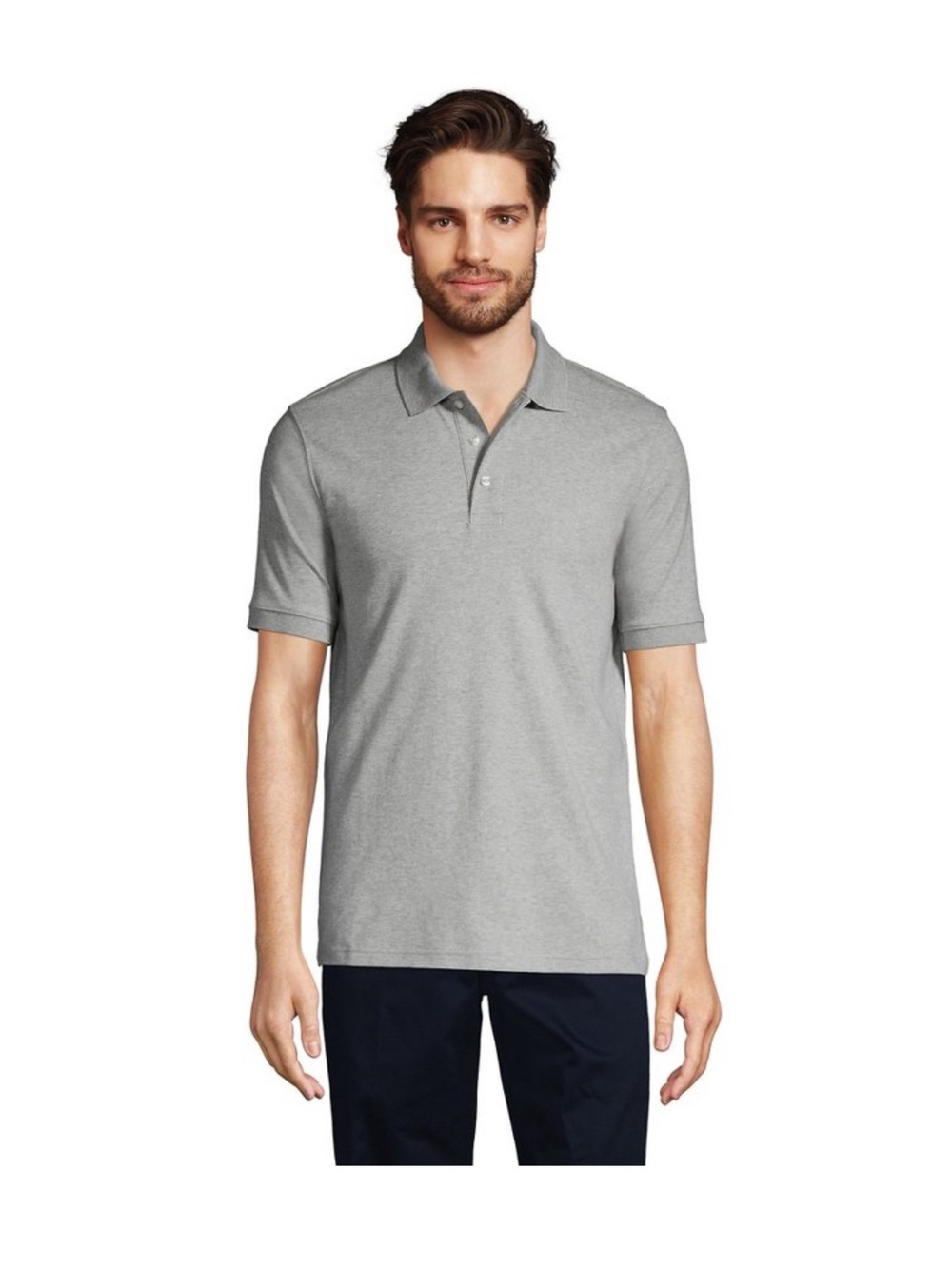 Lands' End Men's Short Sleeve Interlock
Polo Shirt - Medium - Gray Heather